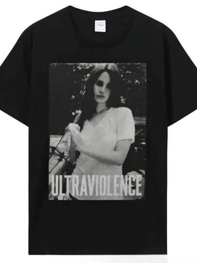 2025 Lana Del Reys Super Violent T-shirt Japanese Fun Gothic T-shirt Harajuku Plus Size Women's Aesthetic Cotton Top T-shirt