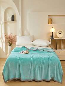 1 einfarbige Milchvelvet-Decke, weiche Polyesterdecke mit leichtem Luxusstil, modisch, einfach, bequem und weich, multifunktionale warme Überwurfdecke, geeignet für Schlafzimmer, Wohnzimmer, Sofa, Camping, Büro und Reisen, Raum- und Schlafzimmerdekoration, maschinenwaschbar, leicht zu pflegen, geeignet für alle Jahreszeiten - Der Himmel ist blau - Übersicht 4