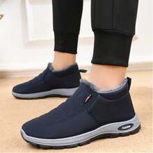 Men & Women Winter Snow Boots, Warm Thick Sole Ankle Boots With Plush Lining, Anti-Slip PVC Sole, Cold Weather Outdoor Hiking Walking Shoes, Casual Cozy Couple Winter Boots - Màu xanh lam - Xem 4