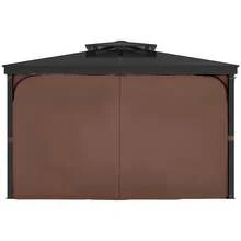 Gazebo Curtains Outdoor, Fit Most 10' X 10' X 6.9' Gazebos, 4-Panel Sidewall Gazebo Privacy Curtains With Zippers, Outdoor Curtain Replacement For Patio Canopy, Only Curtain, Coffee - 10ft*10ft*6.9ft, Coffee Brown - 查看 8