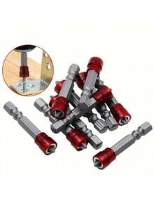 1-10pcs Magnetic Screwdriver Set | Red Handle Anti-Slip Hexagon Design | Strong Magnetic Bits Fit Electric Tools | Professional Electrician & Home DIY Repair Essential Tool | Head | Efficient, Labor-Saving, Fastening - Multicolor - View 11