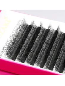 XIUSUZAKI 12排狐狸新款5D W型睫毛嫁接，不同长度可选，5D W型假睫毛，预制单根易扇睫毛，12排 - 黑色 - 查看 8