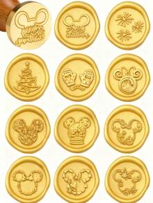 Disney 1 قطعة ختم شمع بموضوع عيد الميلاد بقطر 25 مم، ختم شمع نحاسي للأظرف والأختام الشمعية لحفلات عيد الميلاد، مجموعة ختم شمع هدية