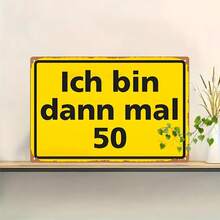 2D Flat, 1pc Metal Decorative Sign, Metal Metal Sign Plaque Yellow Warning Sign Wind 50 Years Old Fun Slogan, Metal Decorative Sign, Retro Trick, Party Eye-catching, Suitable for Birthday Decorations Wall Decoration Bar Hanging Decoration Garage  Play 20*30cm/8*12inch - Weiss - Übersicht 7