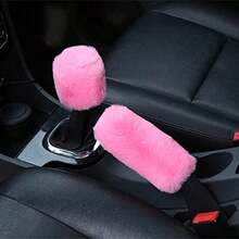 Pink Cushioned Auto Car Handbrake Cover & Gear Set, Easy To Install, 2 - 3 Inches Grip - Hồng - Xem 2