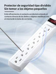 Extension Multicontacto Regleta 6 Enchufes,Tira De Alimentación, Protector De Sobretensiones,Corriente Alterna,Para Hogar, Oficina, Cochera, Banco De Trabajo, Cablede - Blanco - Ver 10