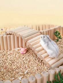 1 Stück Gitter + 1 Stück Grasballen, Hamster Zuchtgestell, Haustier Spielzeug, Holzbogen Brücke Stil Zucht Tunnel Deko, Hamster Landschaft Zubehör, Kleintierbedarf - Verschiedenfarbig - Übersicht 2