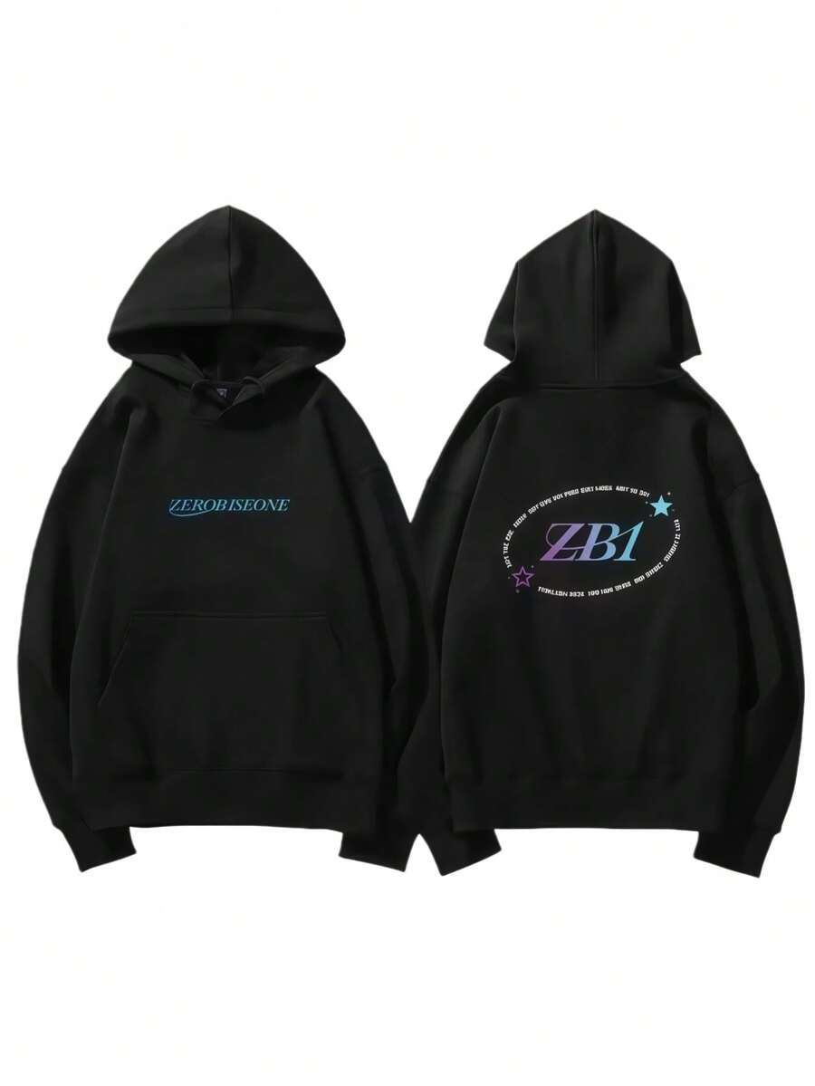 KPOP ZB1 ZEROBASEONES Ablum Oversized Women_Men Hoodie Sweatshirt ZHANG HAO SUNG HANS BIN RICKY MATTHEW HANYUJIN K-POP Clothes (1) - 黑色 - 查看 1
