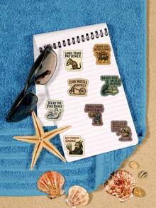 50张中世纪复古动物贴纸，仿古风格，拟人化动物图案和格言设计，适用于日记装饰，防水哑光乙烯基材质，可用于手机壳、马克杯等，激发智慧与勇气。