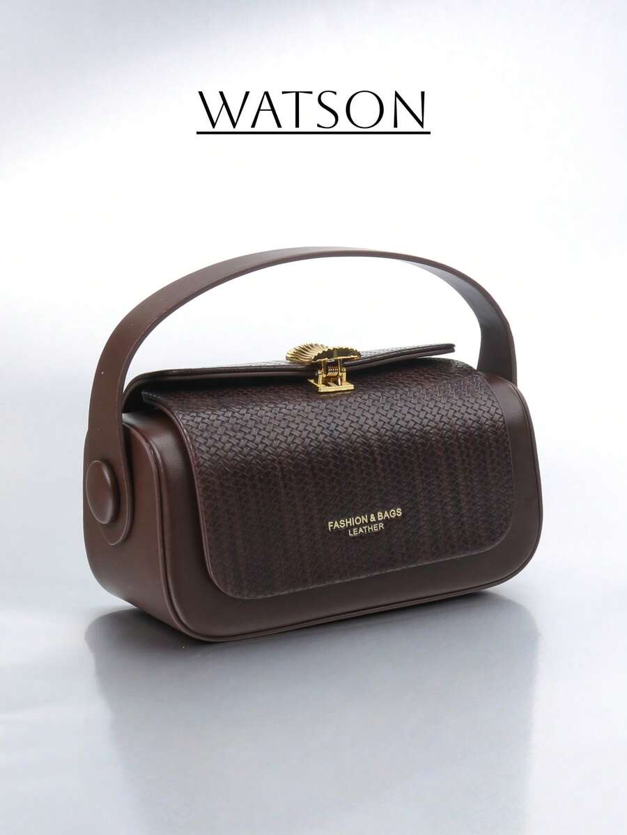 Geantă de mână pentru femei, geantă pătrată elegantă personalizată la modă, cu design cu cataramă metalică, ușoară și luxoasă, potrivită pentru cumpărături, întâlniri, naveta, culoarea cafelei - Cafea - Vizualizare 1