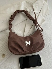 女款裝飾扣飾縫線鏈條肩帶街頭時尚波希米亞風托特包 - 棕色 - 查看 6