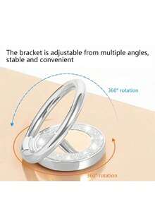 1个可折叠锌合金圆形手机指环支架，360°旋转磁吸式懒人支架，兼容、安卓手机，生日礼物，送给家人、朋友的礼物，生日手机支架，手机配件
