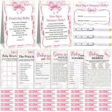 Baby Shower Games 407 Pcs Coquette Pink Bow  Shower Games 8 Games  Shower Word Scramble Word Search Predictions And Advice The Price Is Right How Big Is Mommy's Belly - Pink - View 1