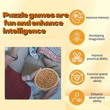 1pc Wooden Round Maze With Steel Balls, Bamboo Balance Board, 2pcs Metal Balls, Brain Teaser And Puzzle Game, Suitable For Elderly And Family Brain Training - Brown - View 5