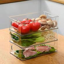 5/3pcs Clear Organizer Set-Stackable, Portable Drawers-Ideal For Food, Fruit, Vegetables, Meat, Cosmetics, Jewelry Desk & Household Storage-With Handles, Suitable For Kitchen, Refrigerator, Dressing Table, Bathroom, Home Decor, Household Accessories - White - View 13
