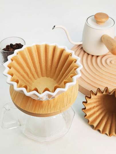 100pcs/155/200/250 Diameter Cake Cup Wavy Bowl Shaped Handmade Paper Drip Coffee Filter For American-Style Coffee Makers - Wholesale Filter Cups - Luxury Style