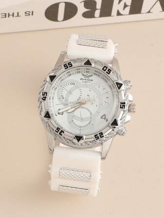 Reloj de negocios minimalista de lujo para hombres - Caja de aleación dorada pulida y correa de silicona suave, esfera bicolor. Legibilidad nítida combinada con prestigio discreto, equilibrando la comodidad ligera con una robusta practicidad. Un exquisito regalo de Año Nuevo para dar la bienvenida al éxito y reflejar su sofisticado gusto.