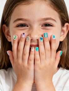 4 hojas de pegatinas de uñas con diseño de princesa unicornio para regalos, pegatinas de arte de uñas de dibujos animados para uñas de niños y mujeres, suministros de uñas DIY para regalos de niños - Multicolor - Ver 3