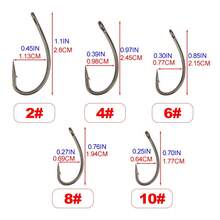 Hirisi 50 Pieces High Carbon Stainless Steel Coating Barbed Carp Fishing Hooks With Eye 8003 Fishing Accessories - Black - View 4