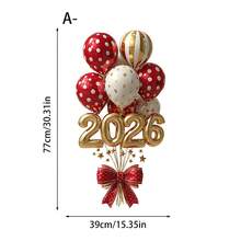 1pc 2026 New Year Reusable Vinyl Gold Balloon Static Cling Window Decal, Living Room Bedroom Home Decor, New Year Party Gift - Multicolor - View 9