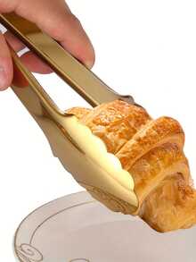 2件套金色餐夹，不锈钢镀金自助餐夹，沙拉夹，冰块夹，面包夹，甜点夹，烤箱夹，防滑手柄，适用于沙拉、牛排、开胃菜、小吃和手指食物的自助餐餐具