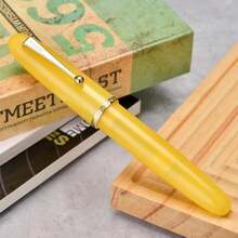 Jinhao 9019 DaDao Series Fountain Pen, Size 8 Fine Heartbeat Nib With Large Ink Converter, Yellow Jade Acrylic Design Smooth Writing Pen (Gold Trim) - MàuL - Xem 8