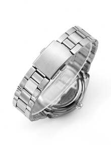 Men Round Pointer Date Quartz Watch - Silver - View 7