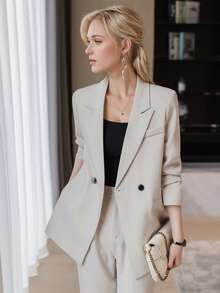 Women's Professional Elegant Goddess Style High-End Suit Set, 2025 New Fashion Spring/Autumn - Beige - View 6