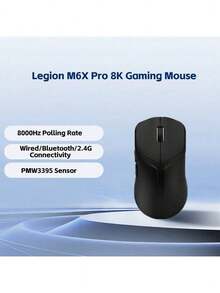 Mouse para jogos/escritório Lenovo Legion M6X Pro 8K, leve e recarregável, com conectividade Bluetooth 2.4G de baixa latência e três modos, chip PAW3395 e 26.000 DPI. - Branco - Ver 2