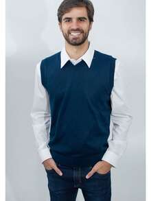 Men Sweater Vests - Màu xanh hải quân - Xem 10