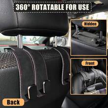 Twilight cochera reposacabezas de coche, paquete de 2 ganchos dobles de piel para el respaldo del asiento de coche, para bolso, bolsa de comestibles, gancho para cartera 2 en 1 mejorado, accesorios de - 1 - Ver 7