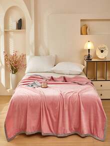 1 einfarbige Milchvelvet-Decke, weiche Polyesterdecke mit leichtem Luxusstil, modisch, einfach, bequem und weich, multifunktionale warme Überwurfdecke, geeignet für Schlafzimmer, Wohnzimmer, Sofa, Camping, Büro und Reisen, Raum- und Schlafzimmerdekoration, maschinenwaschbar, leicht zu pflegen, geeignet für alle Jahreszeiten - Lotuswurzelstärke - Übersicht 1