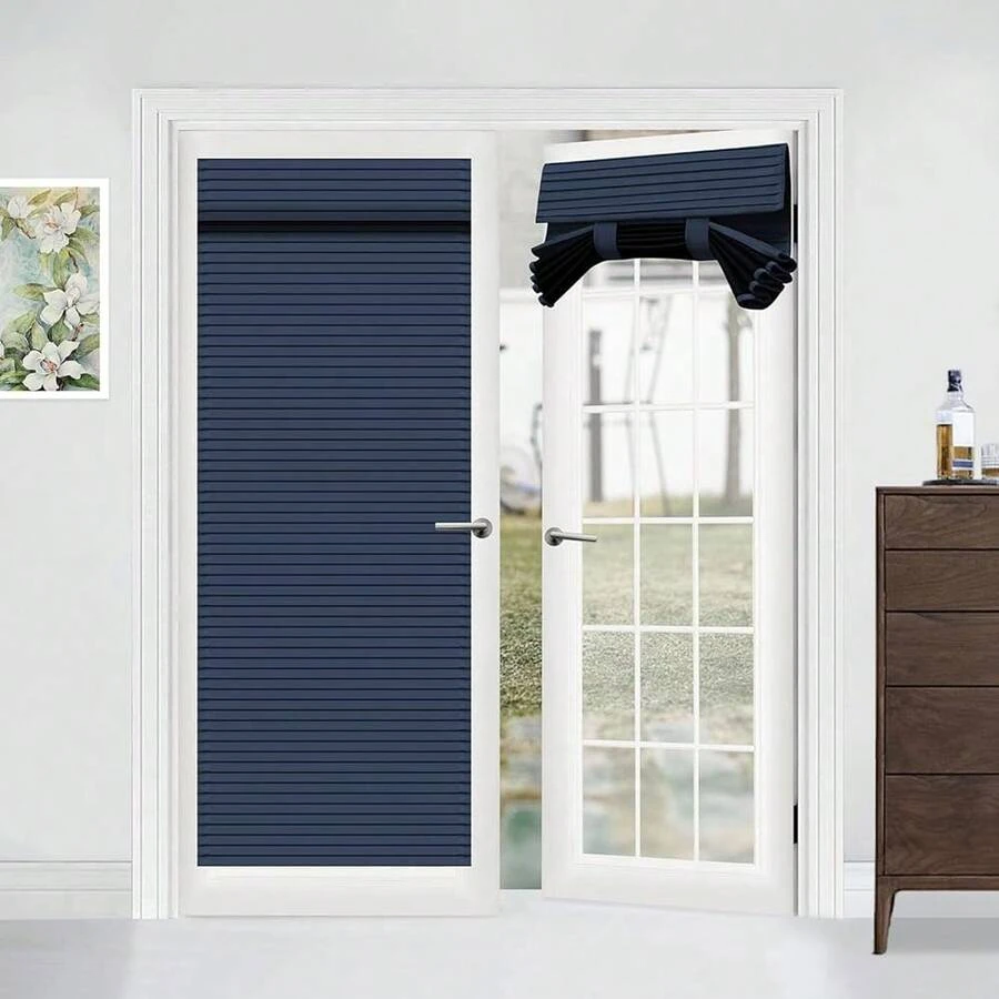Muamar French Door Curtains, Privacy Window Curtains, 30 X 70 Inch Blackout Shades For Glass Door, Thermal Insulated Tie Up Shades, 1 Panel, Navy Blue,30inchWx70inchL(Packof1),NavyBlue - 海軍藍 - 查看 1