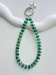 1条手工水晶串珠手机挂绳，优雅高端钥匙扣腕带，女士款 - 彩色 - 查看 4