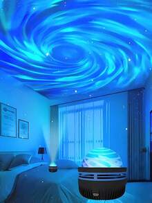 1pc USB Galaxy Swirl Projector Lamp, LED Wave Ripple Projection Light, 7-Color Changing, Bedroom Night Light Projector For Bedroom, Living Room, Home Theater, Ceiling, Party, Dance Hall Atmosphere, USB Powered With Remote Control - Colorful - View 9