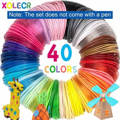 3m*40 Farben PLA 3D Druckfilament, Gesamtlänge 4724,41 Zoll, Ersatzfüllung für 3D Druckstift DIY Gekritzel Zeichnen, bestes Geschenk für Geburtstag, Halloween, Weihnachten, Thanksgiving für Männer und Frauen