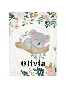 1 Custom Name Blanket With Koala Print On Tree Soft Warm Bed Throw Perfect For Couples, Friends, Family Great For Birthdays, Anniversaries