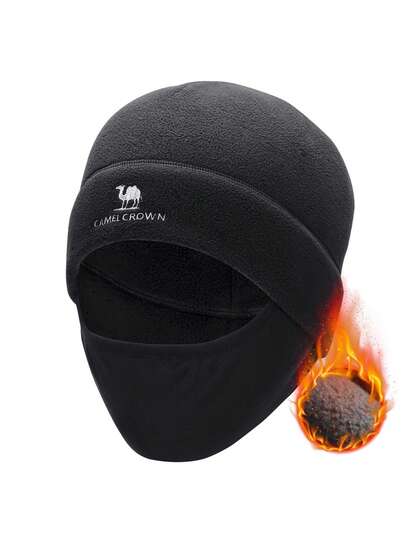 CAMEL CROWN 户外休闲抓绒帽秋冬季加厚保暖防风防寒帽大头围包头帽