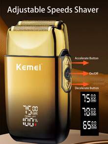 Kemei 电动理发器和剃须刀套装，时尚男士箔式剃须刀，理发师修容套装，光头剃刀/推剪 USB 充电式剃须机 KM-TX10，圣诞节和新年男士礼物 - 金色 - 查看 8