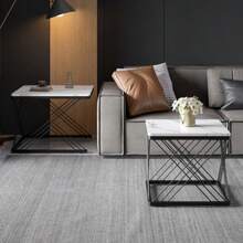 Elegant Set Of 2 Square Coffee Tables (60 X 60 X 45 Cm And 45 X 45 X 40 Cm), Glossy Marble Finish, Height Adjustable Legs, Maximum Load Of 30 Kg. - Black - View 3