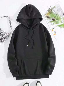 2026 LC Women's One Day At A Addiction Hoodie - Sobriety With Brain & Floral Design, Motivational Mental Apparel Cozy Casual Pullover With Pocket, Washable Fall/Winter SweatshirtWomen's Lightweight Casual Sweatshirt - Long Sleeve Daily Wear Top Spring & Fall Comfortable Soft Cotton TopCasual Daily WearHoodie Autumn And Winter,Male And Female Neutral ,Fall Clothes Plus Size,Sweatshirt,Fall Clothes Women,,Vacation Outfits Women,Valentines Gifts,Summer Outfits Tops - 黑色 - 查看 3