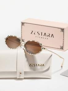 Women Metal Oval Retro Fashion Glasses, Chic Sexy Lightweight Eyewear For Shopping, Dates, Afternoon Tea And Concerts - Multicolor - View 12