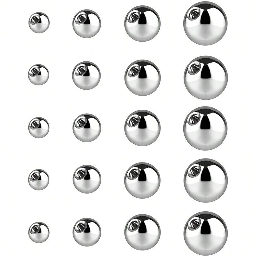 Piercing Balls & Spikes Externally Threaded - Spike Septum Balls Set For Belly, Tongue, Tongue, Eyebrow, Ear, Cartilage, Rook, Helix, Labret Stud Lip Rings, Snake Bites Piercing Jewelry Parts,Balls16g-3 - 球16克-3 - 查看 1