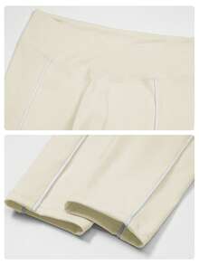 مجموعة سترة وبنطلون رياضي للنساء من MFVIM، باللون الأصفر الفاتح مع تباين لوني، بتصميم رياضي مكون من قطعتين، بخامة مرنة عالية وظهر مفتوح، مناسب للرياضات الخارجية كالتنس والجولف والرياضات الأخرى، بطقم بنطلون طويل - لون شمبانيي - مشاهدة 7