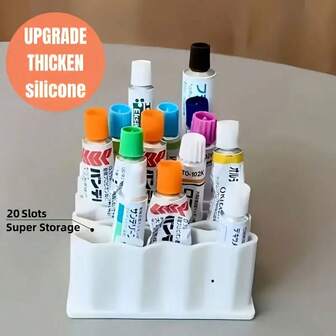 Caja de almacenamiento de escritorio de gran capacidad, puede contener 20 artículos, soporte para brochas, organizador de brochas de maquillaje, estante para herramientas de costura, adecuado para delineador y brochas, accesorios de baño, regalo ideal para la novia o uso personal