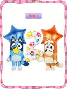 Bluey Party Balloons Party Decorations Cute Polka Dot Footprints Birthday Numbers 1-9 Party Decorations Party Small Gift Bluey Character Birthday Balloon Set Beautiful Balloon Party Arrangement - Multicolor - View 7