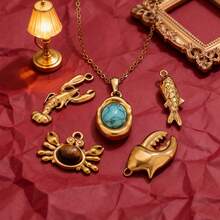 1件装不锈钢18K镀金时尚简约百搭螃蟹、贝壳、斑马吊坠项链耳环DIY饰品配件女士不锈钢饰品 - 30吊墜 - 查看 3