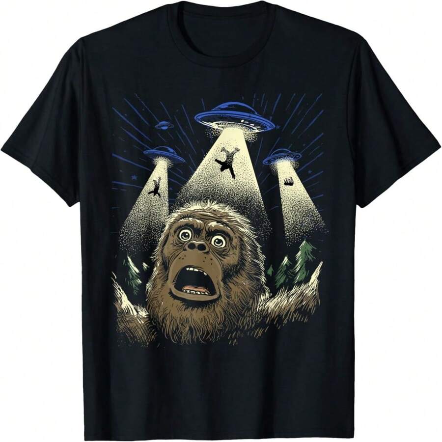 Alien Bigfoot Shirt Invasion Bigfoot Sie T-Shirt - 黑3 - 查看 1