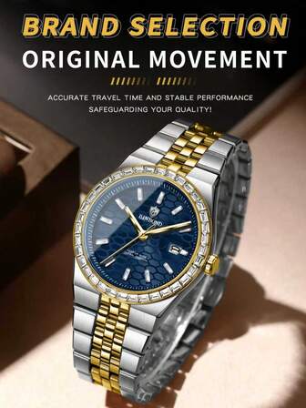 BINBOND 奢华石英男士腕表，运动男士腕表，防水夜光日期星期不锈钢男士腕表