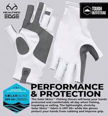 Tough Outdoors Guantes de pesca sin dedos para hombres y mujeres - Guantes de sol UPF 50+ - Guantes de kayak con protección UV - Guantes de pesca con protección solar - Blanco - Ver 3